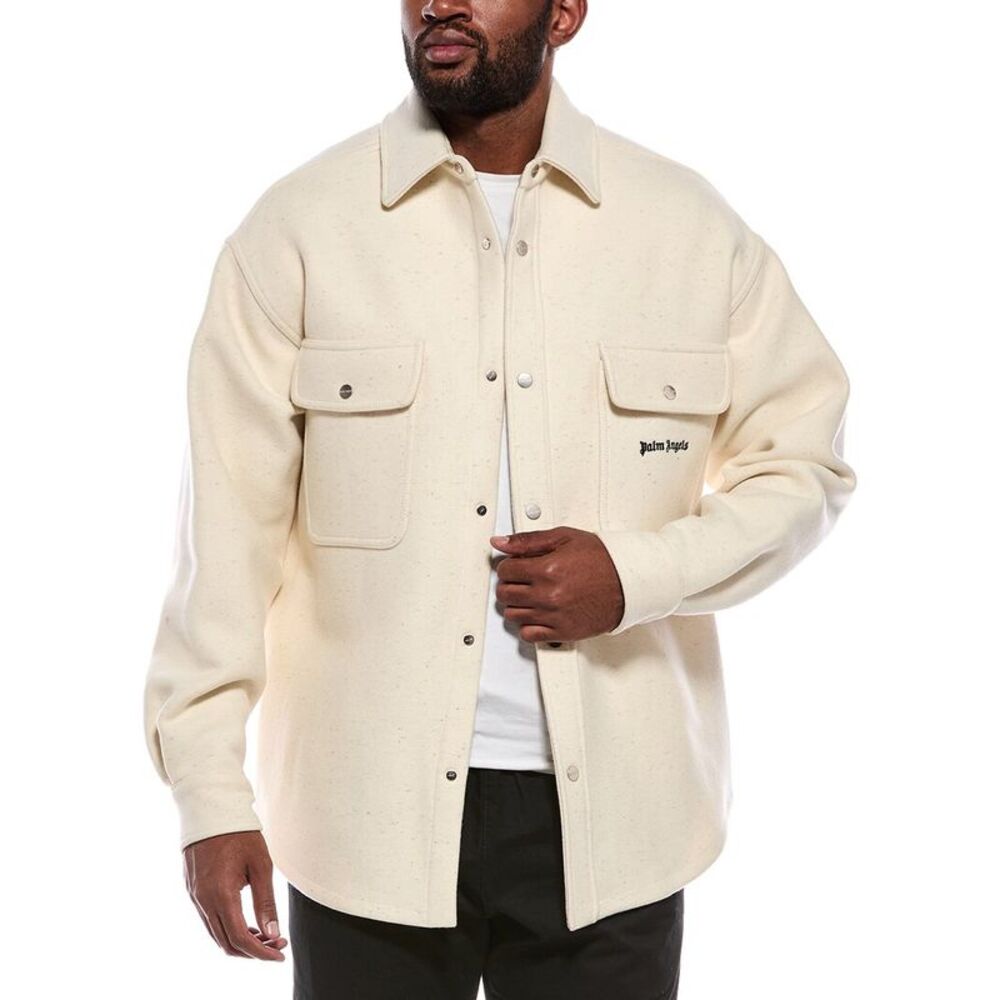 Palm Angels Mens  Wool Overshirt, Yellow